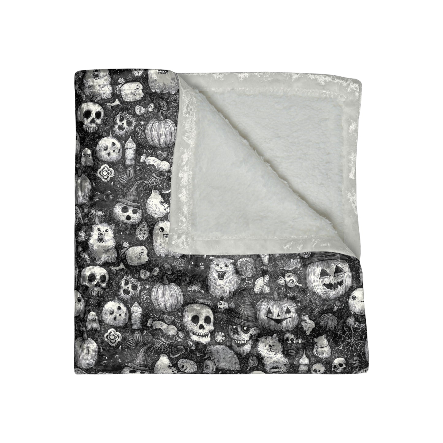 Spooky Crushed Velvet Blanket, Cozy Throw for Halloween, Soft Home Decor, Perfect for Fall, Unique Gift Idea for Horror Fans