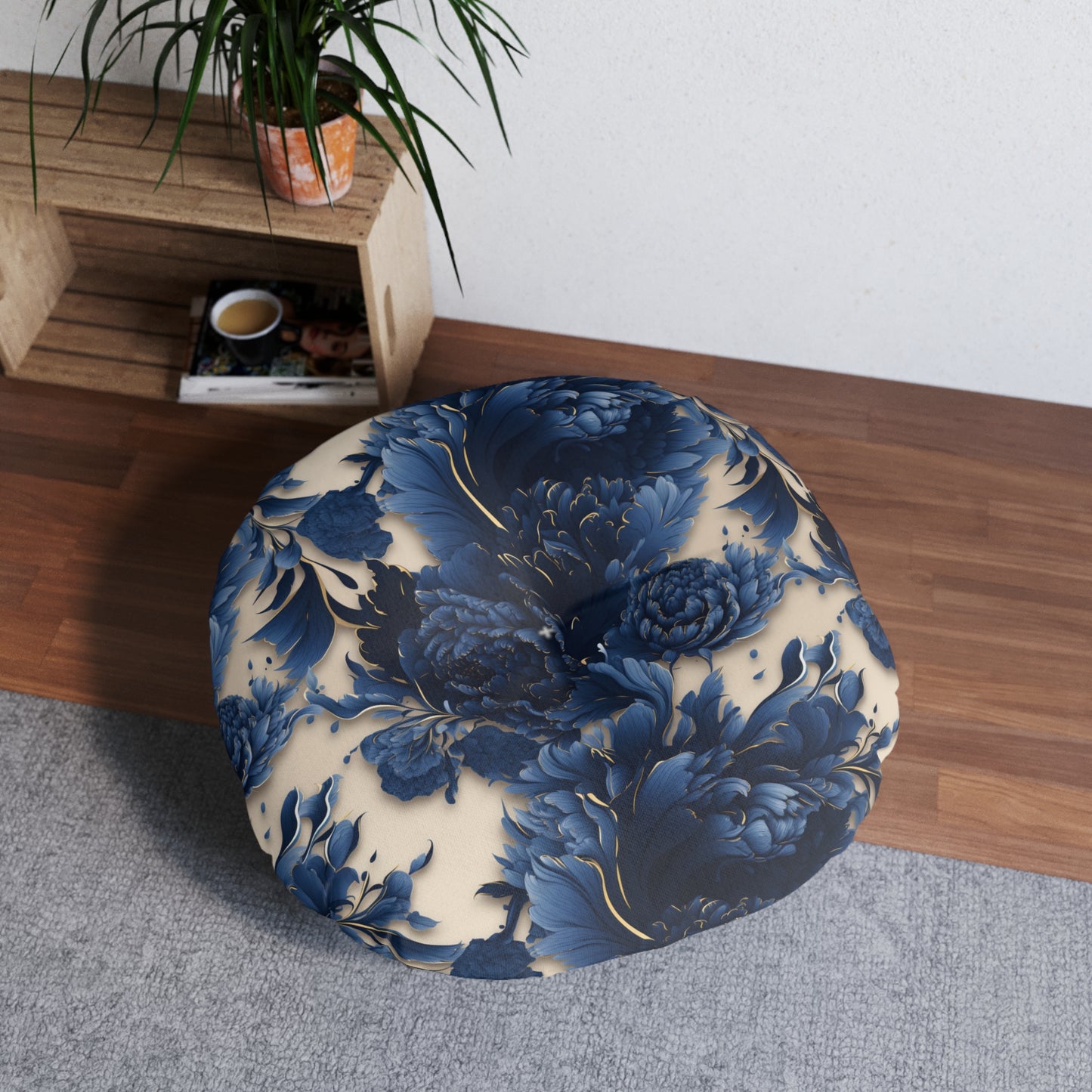 Tufted Floor Pillow | Round Cushion, Bohemian Accent, Living Room Seating, Gift