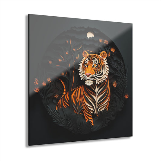 Unleash Wild Elegance: 5 Ways to Style the Quilled Tiger Acrylic Print 12×12 in Your Home