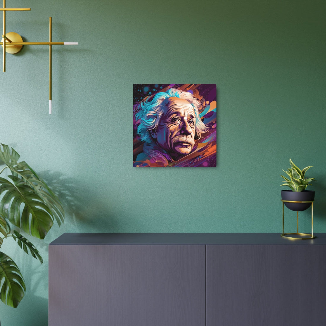 Unleash Creativity: 5 Ways to Style the Einstein Abstract Portrait Metal Wall Art in Your Modern Home