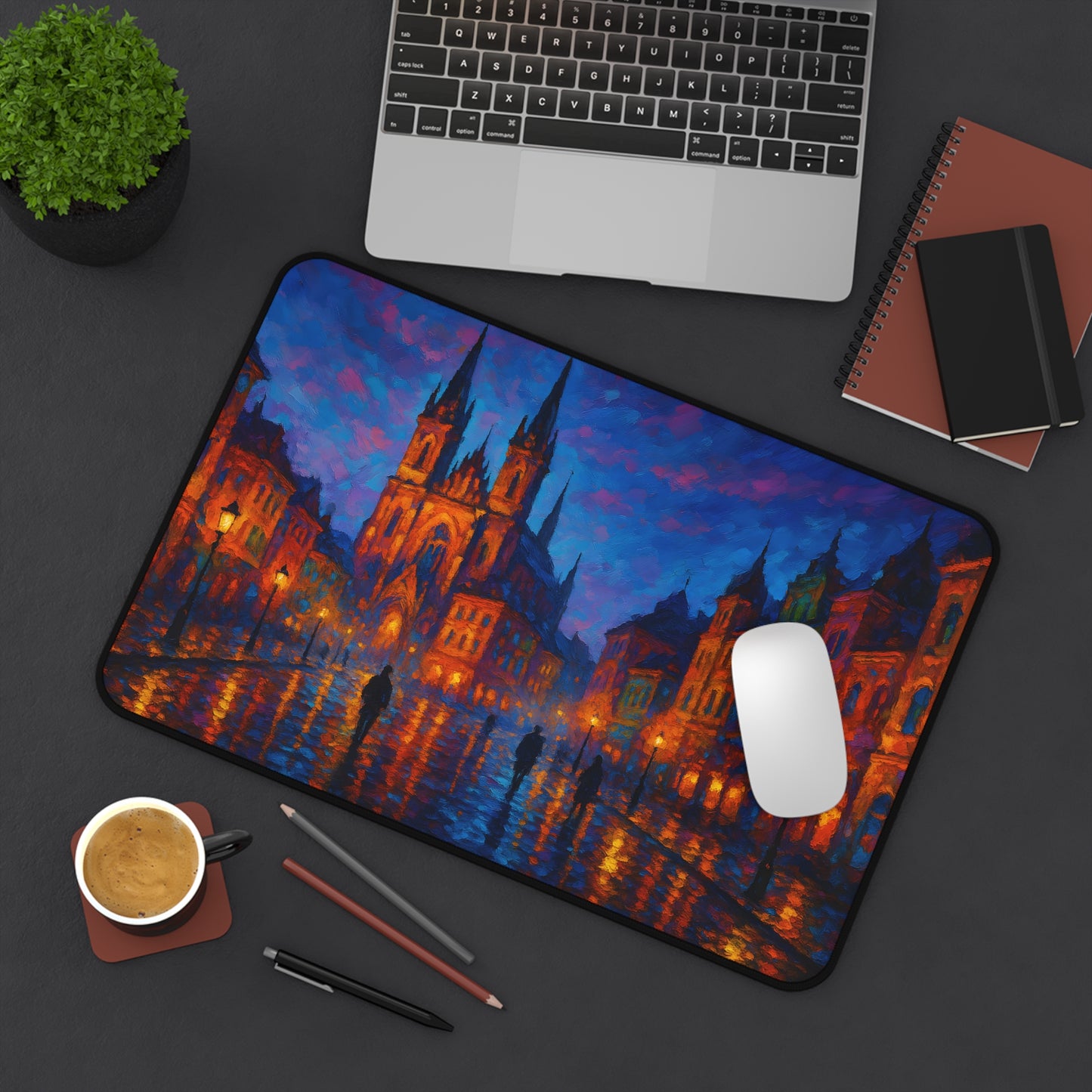 Artistic Cityscape Desk Mat, Office Decor, Gaming Mat, Creative Workspace Accessories, Desk Accessories for Home & Office