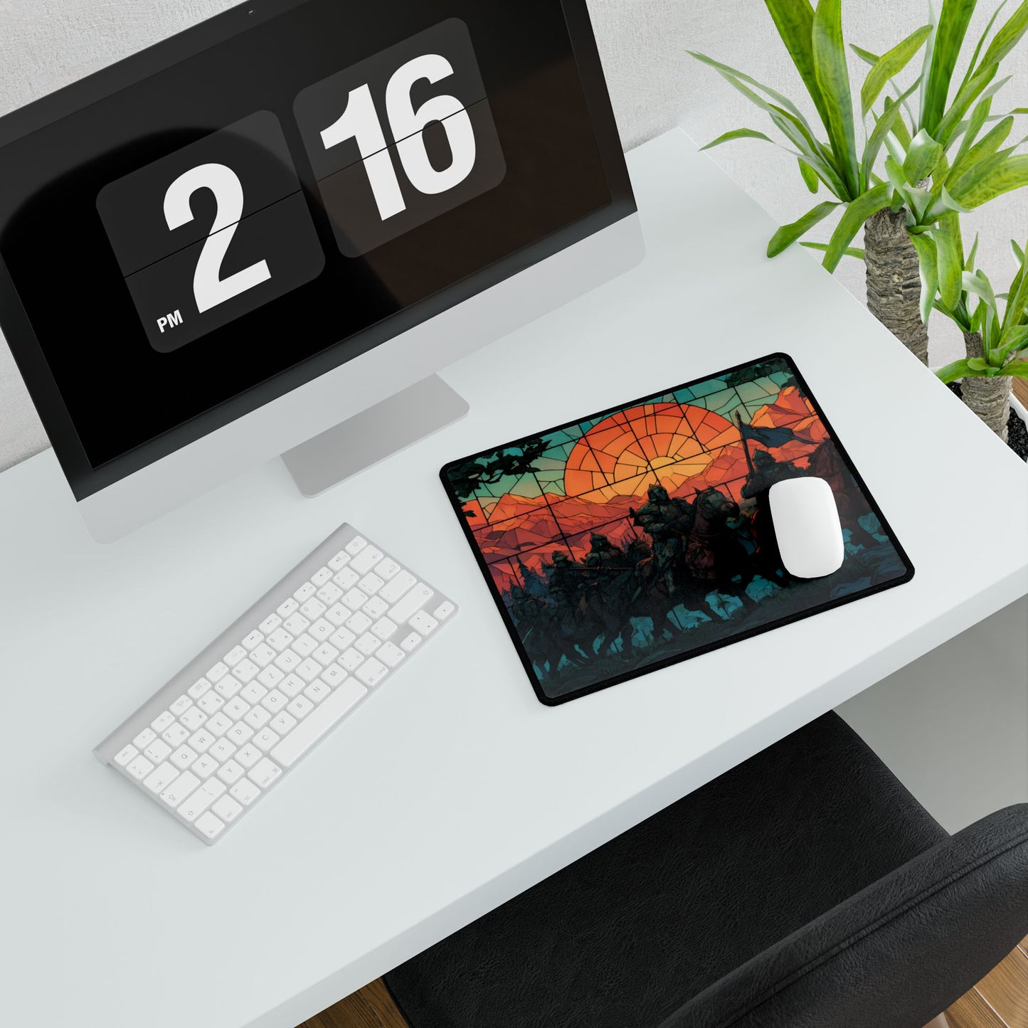 Viking Horsemen Sunset Desk Mat | Nordic Saga Landscape Mouse Pad