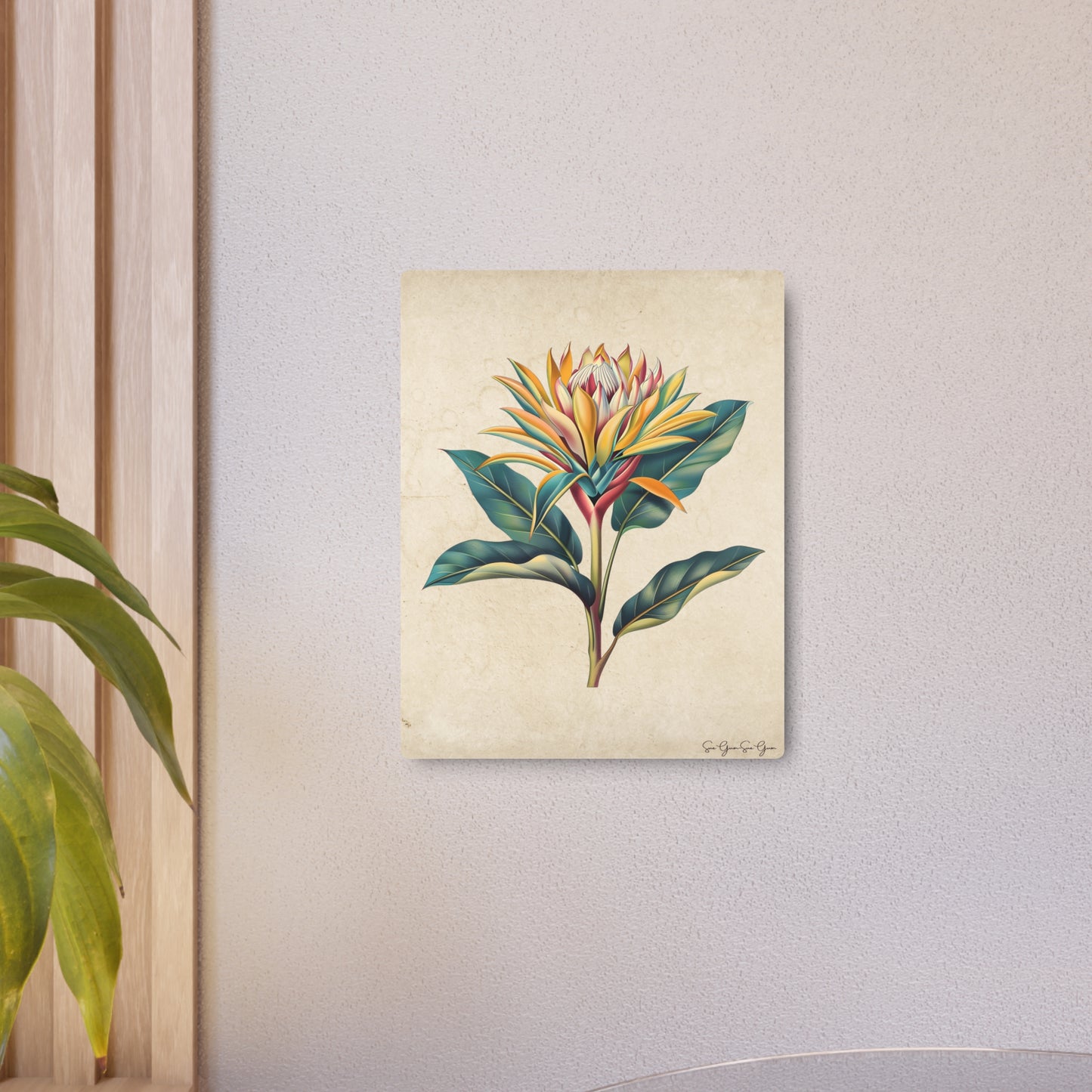 3D Floral Metal Wall Art - Botanical Aluminum Print with Matte Finish, Artist Signed