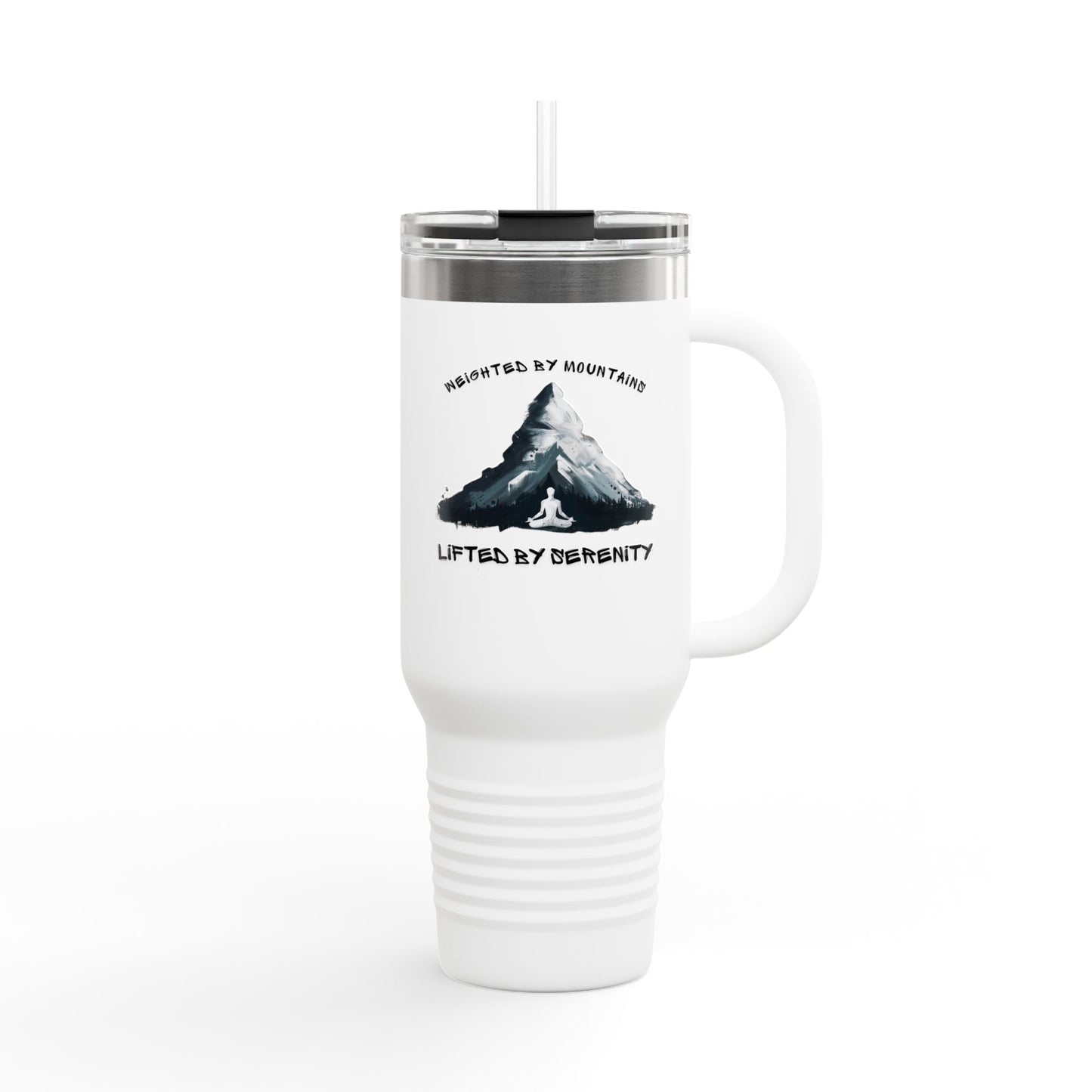 40 oz Insulated Stainless Steel Tumbler with Handle & Straw - White Mountain Quote Travel Mug