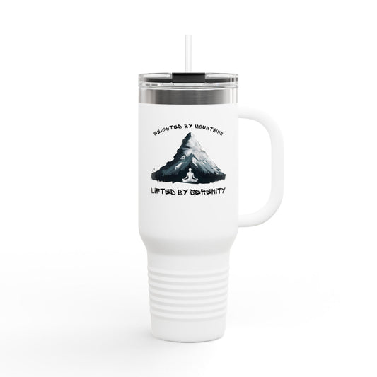 40 oz Insulated Stainless Steel Tumbler with Handle & Straw - White Mountain Quote Travel Mug