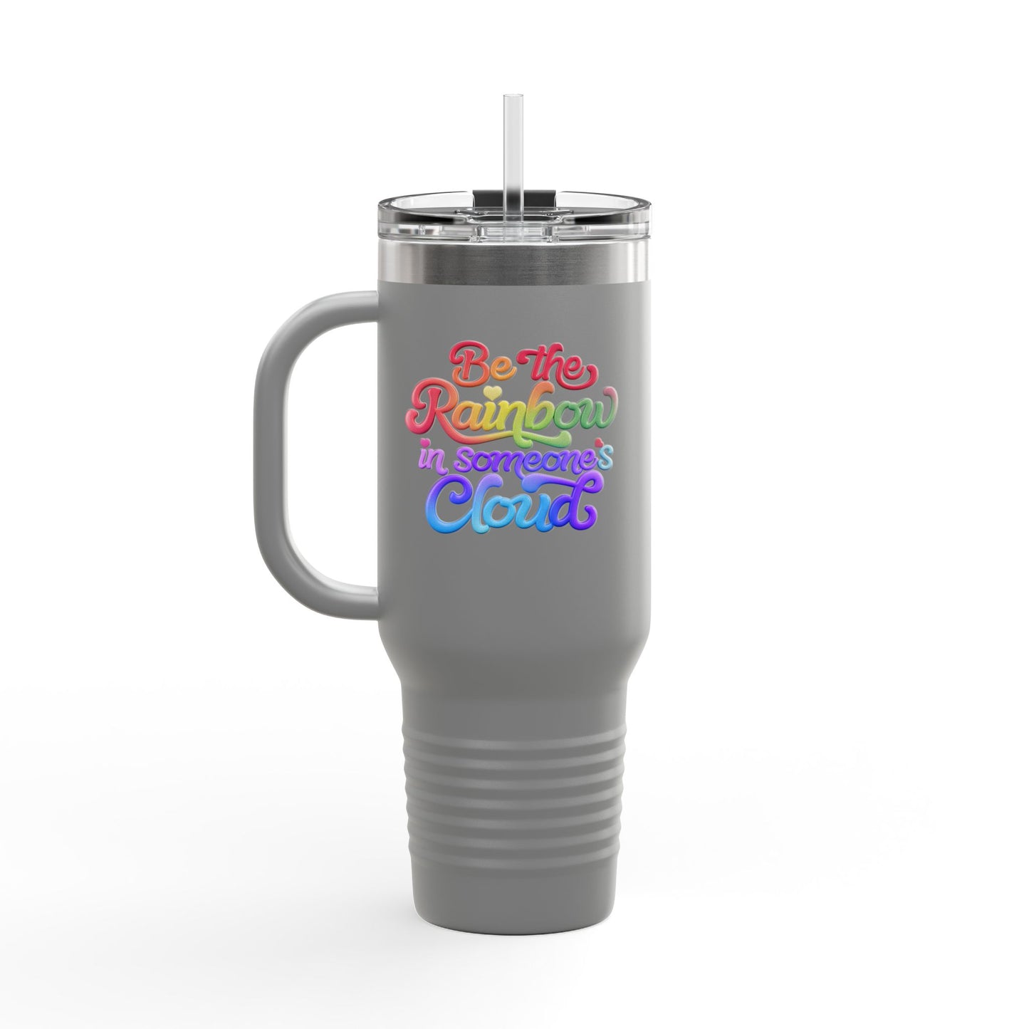 40oz Insulated Travel Mug – Stainless Steel, Spill-Proof, Motivational Rainbow Design