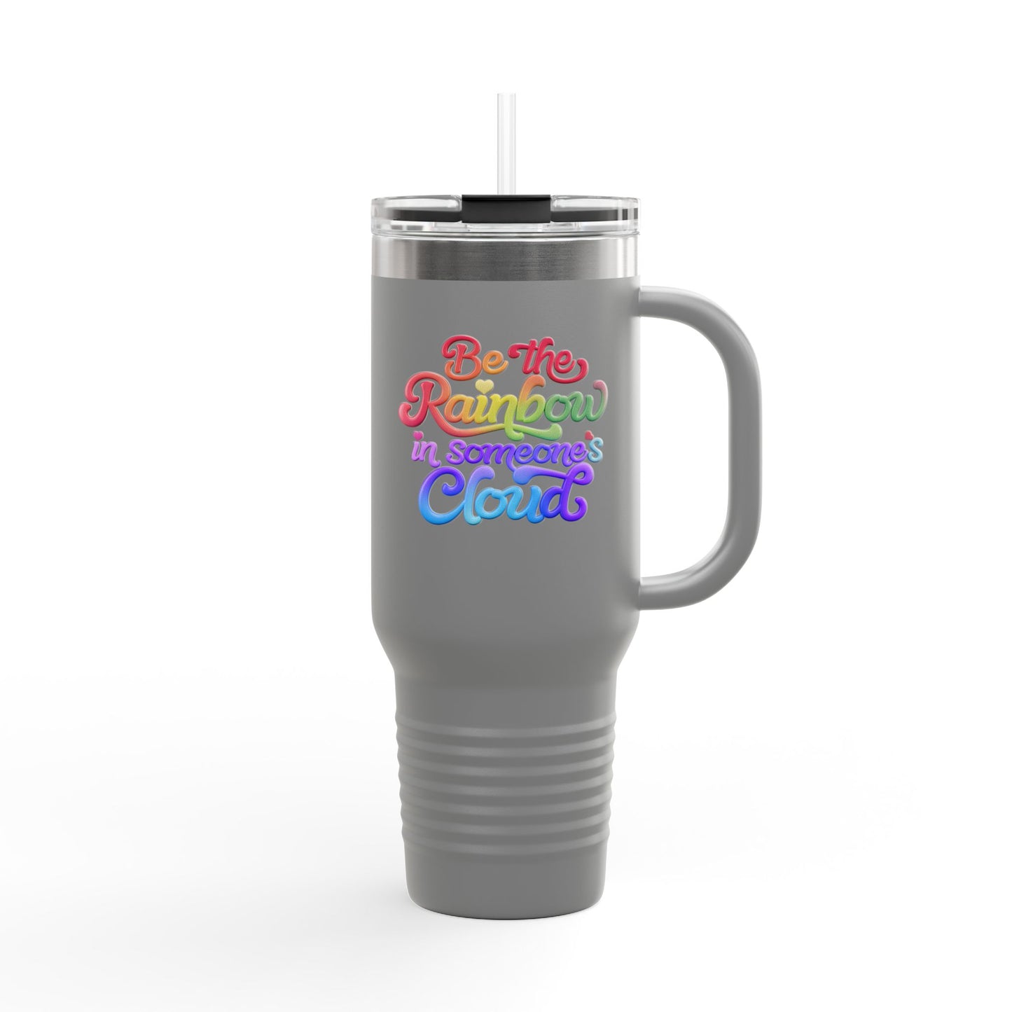 40oz Insulated Travel Mug – Stainless Steel, Spill-Proof, Motivational Rainbow Design