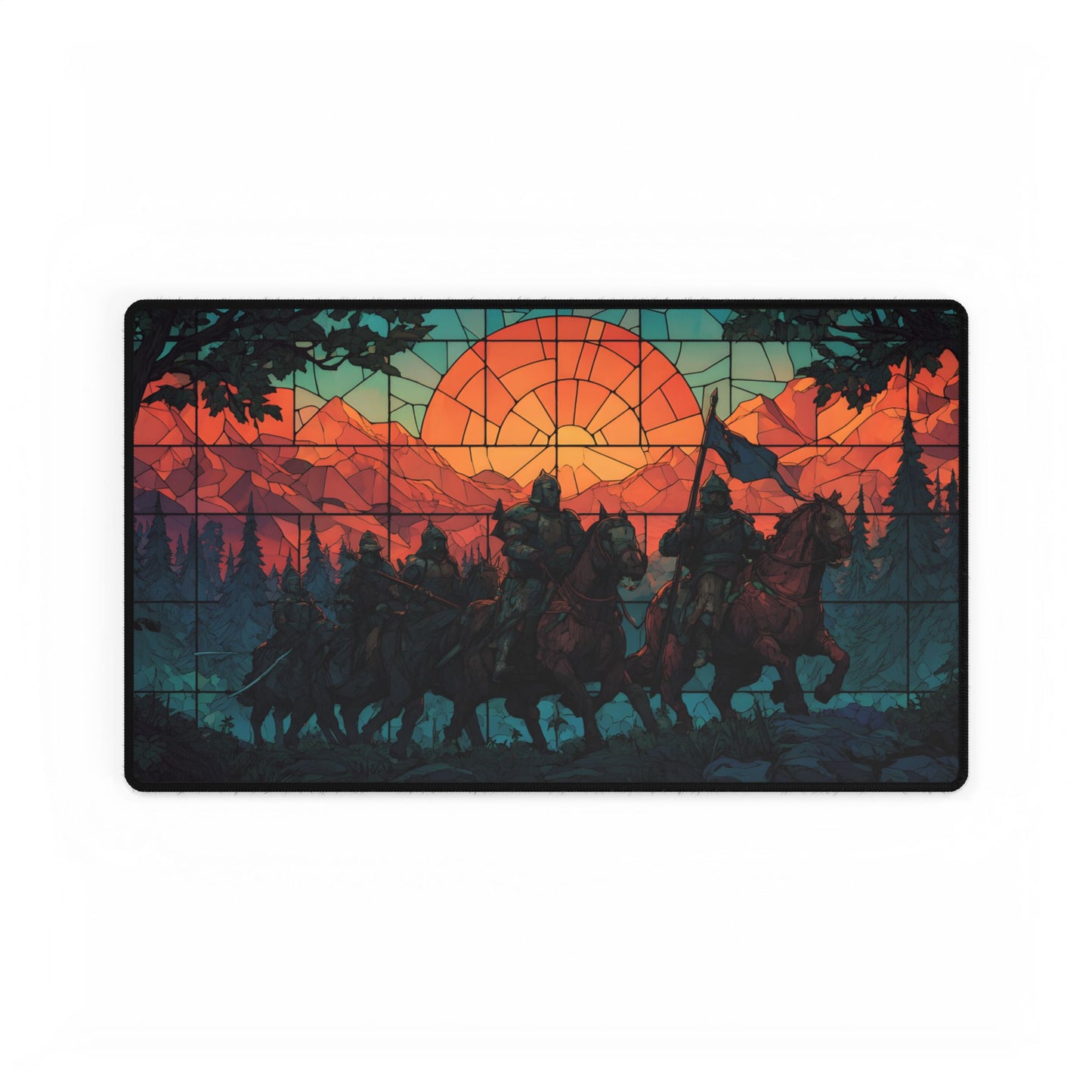 Viking Horsemen Sunset Desk Mat | Nordic Saga Landscape Mouse Pad