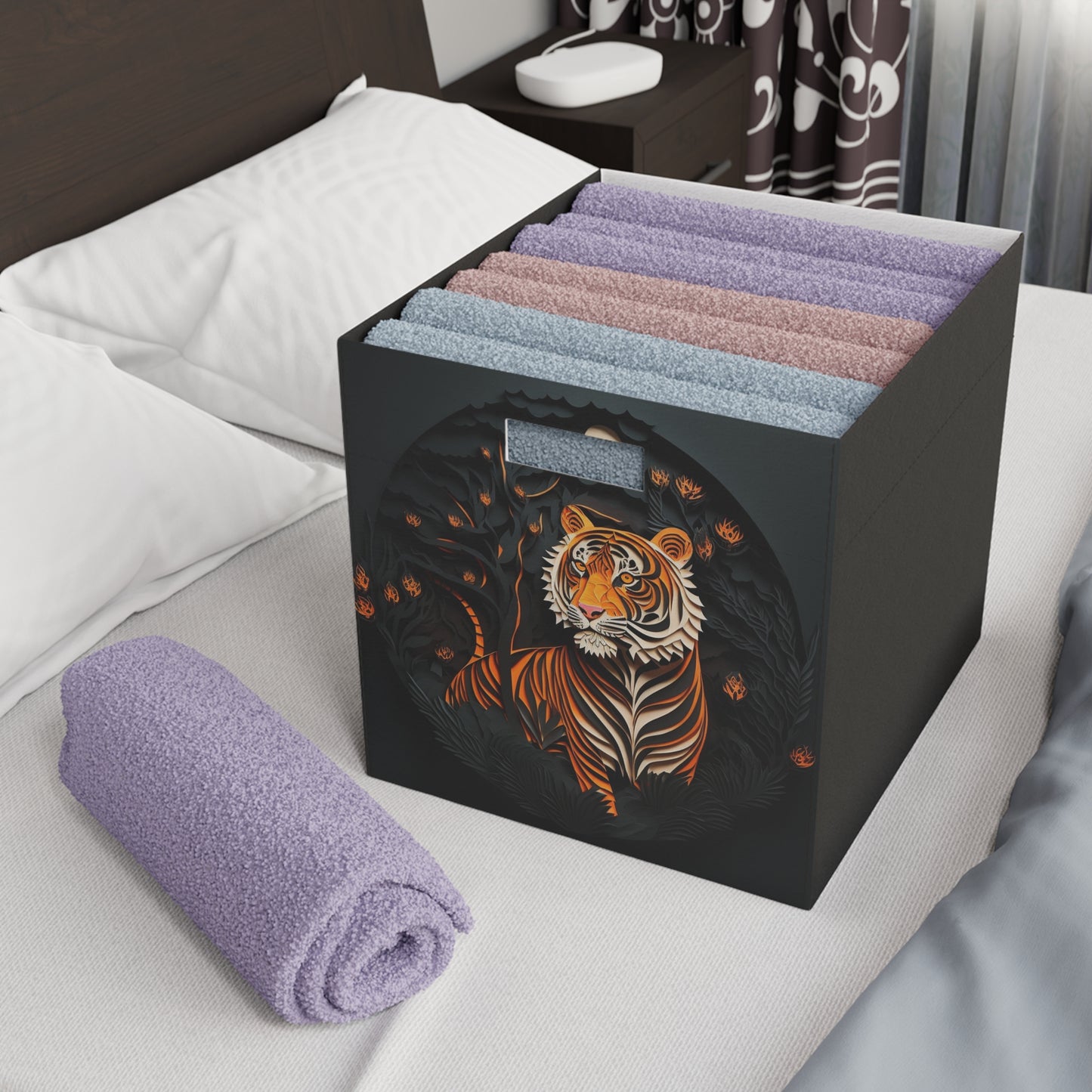 Paper quilled Tiger - Felt Storage Box
