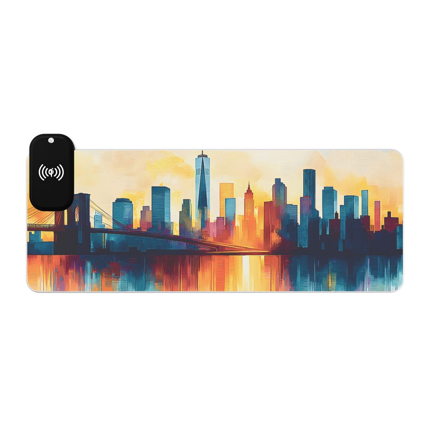 Cityscape rgb gaming mouse pad with Qi wireless charging, usb-c, 15w non-slip desk mat