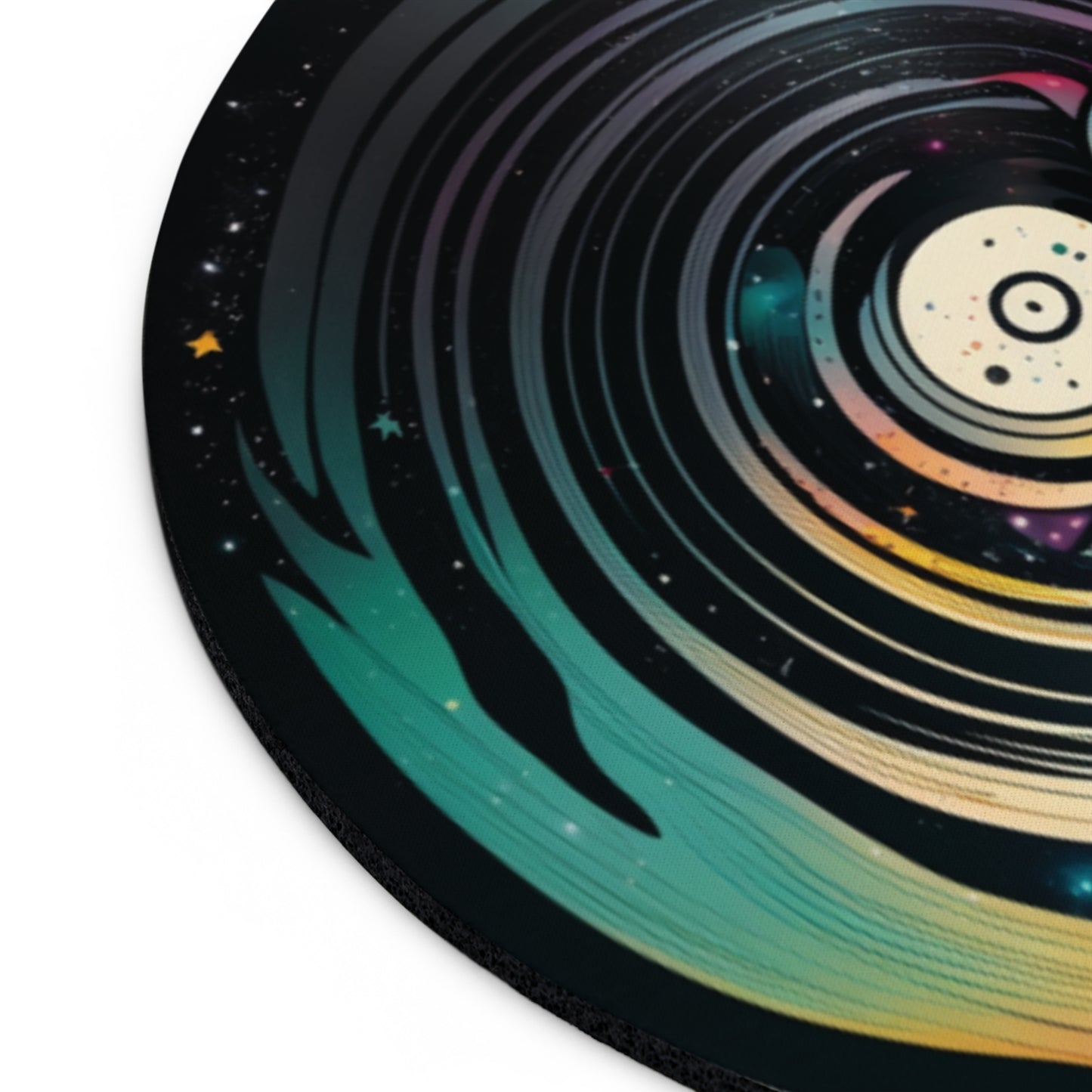 Artistic Galaxy Mouse Pad, Round Ergonomic Desk Mat, Vibrant Cosmic Office & Gaming Decor
