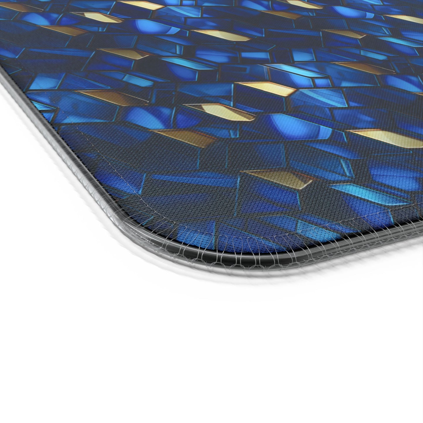 rgb gaming mouse pad with 15w qi charging – blue & gold geometric desk mat