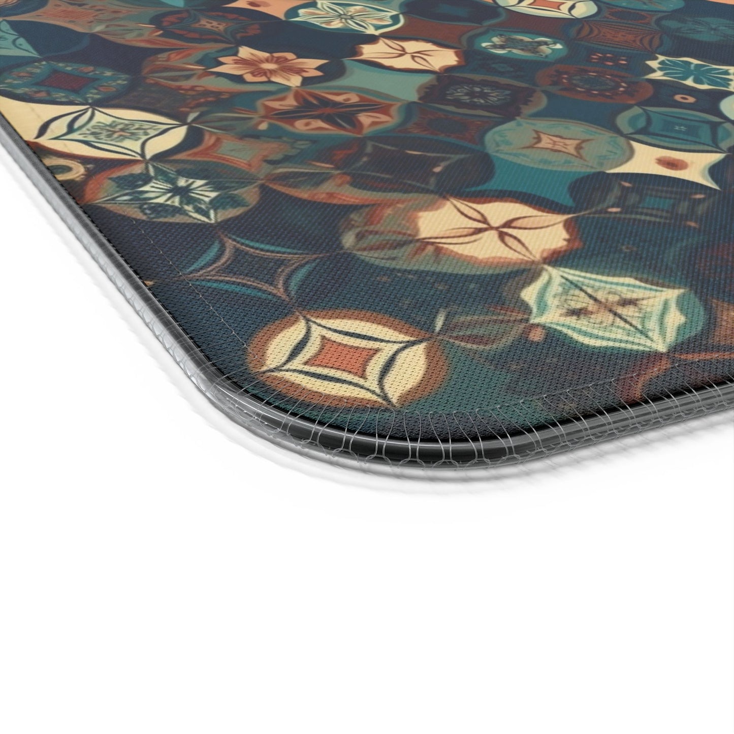 rgb gaming mouse pad with 15w qi charging – smooth xl desk mat, geometric teal gold design