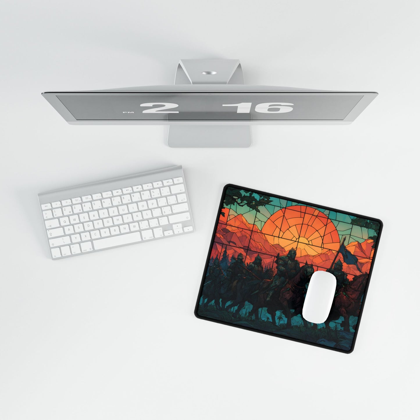 Viking Horsemen Sunset Desk Mat | Nordic Saga Landscape Mouse Pad