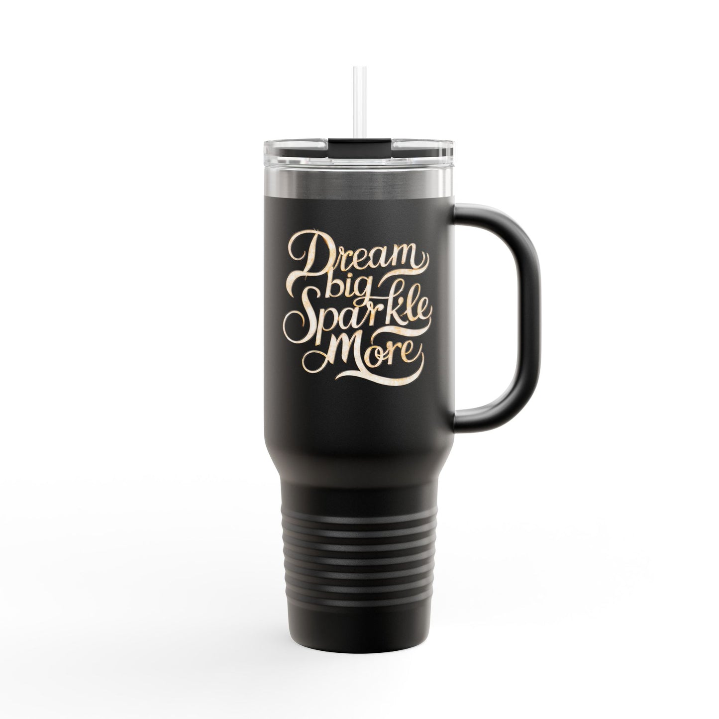 40oz Insulated Stainless Steel Tumbler with Handle & Straw – Dream Big Sparkle More