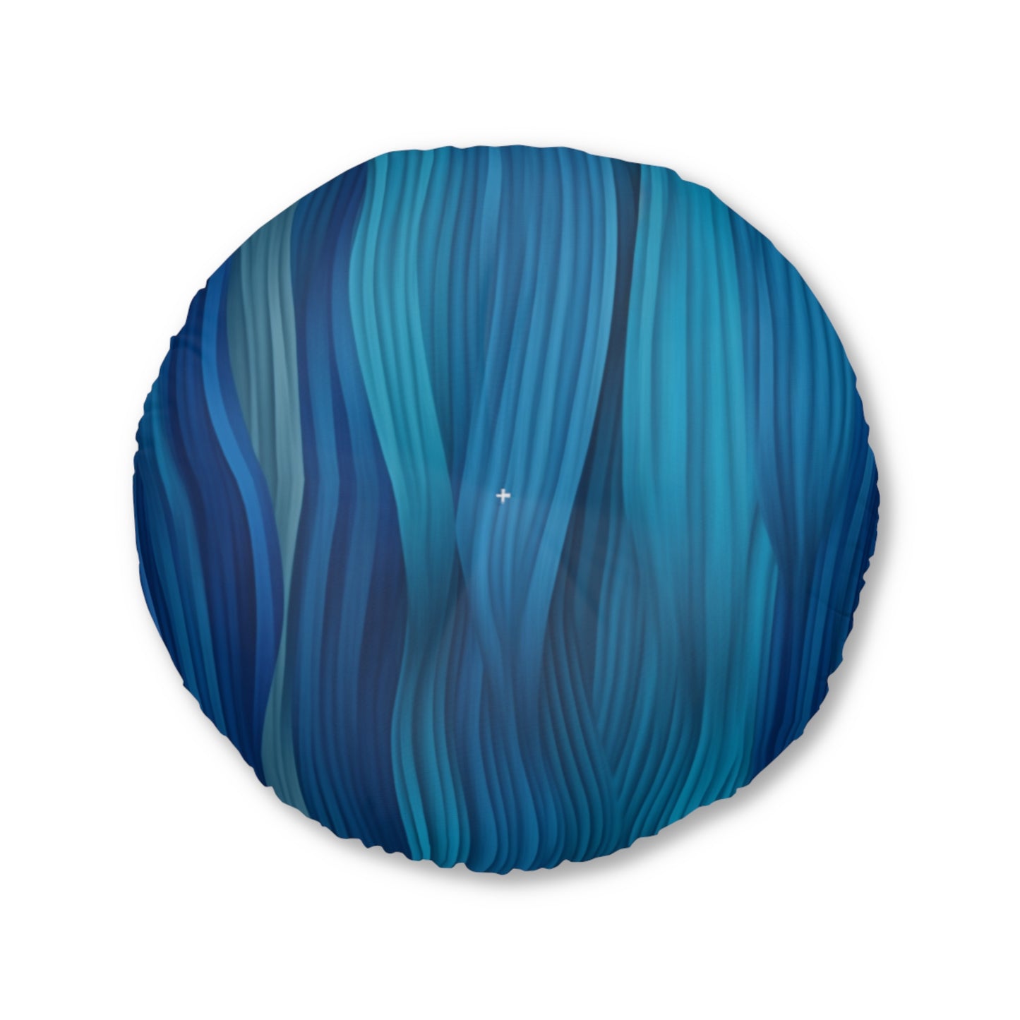 Round Tufted Floor Pillow, Blue Aurora Boho Cushion – Cozy Floor Seating & Meditation