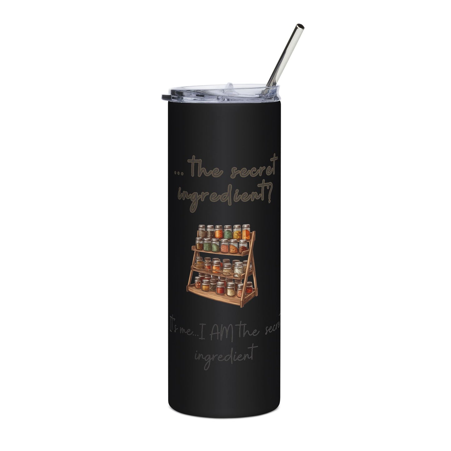 20 oz Skinny Stainless Steel Travel Tumbler with Straw – Spice Rack, Funny Cooking Quote