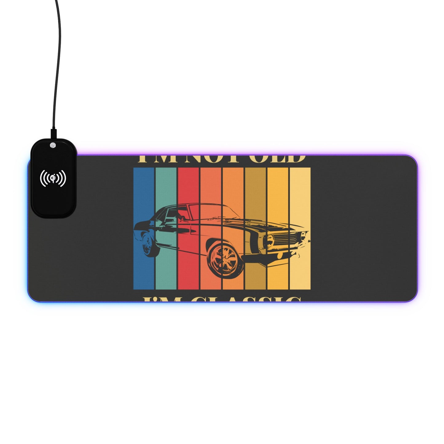 Vintage Car RGB Gaming Mouse Pad with Wireless Charging