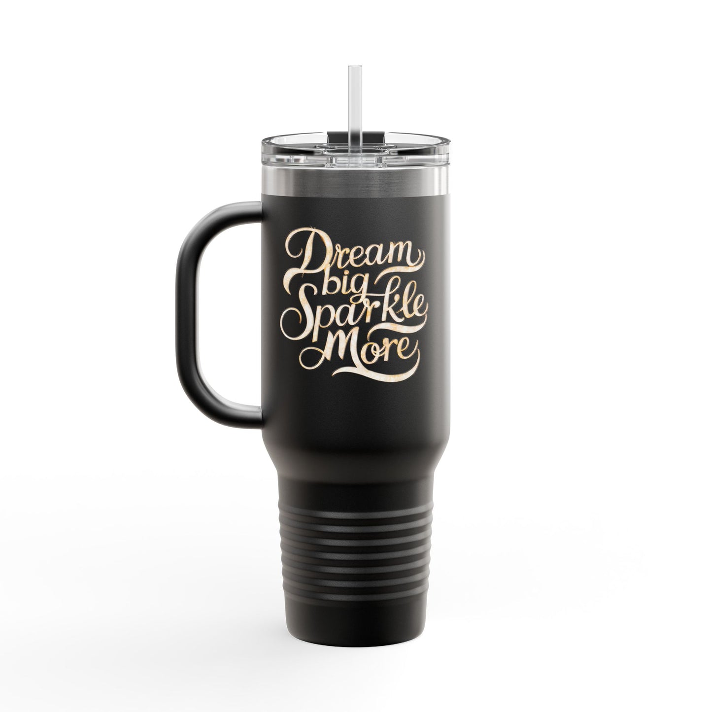 40oz Insulated Stainless Steel Tumbler with Handle & Straw – Dream Big Sparkle More