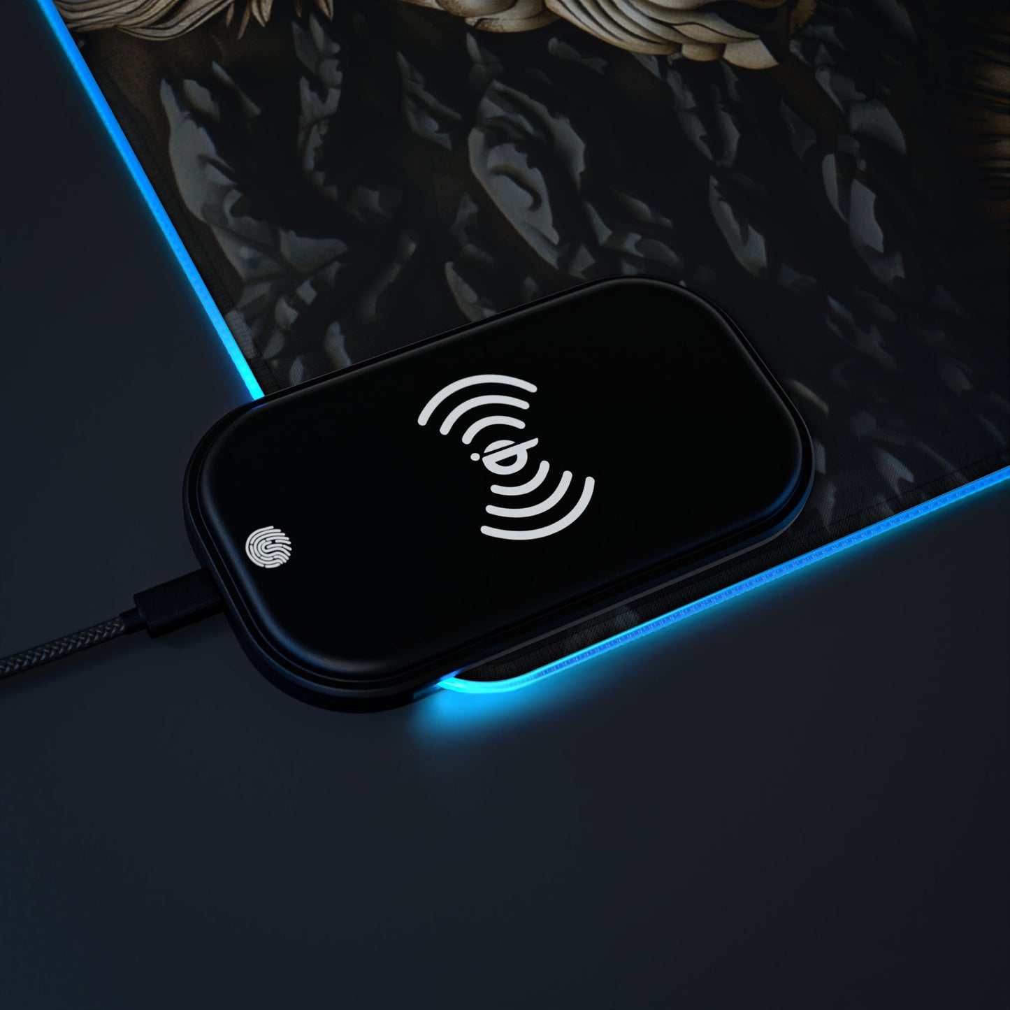 Lion Mandala RGB LED Gaming Mouse Pad with Wireless Charging
