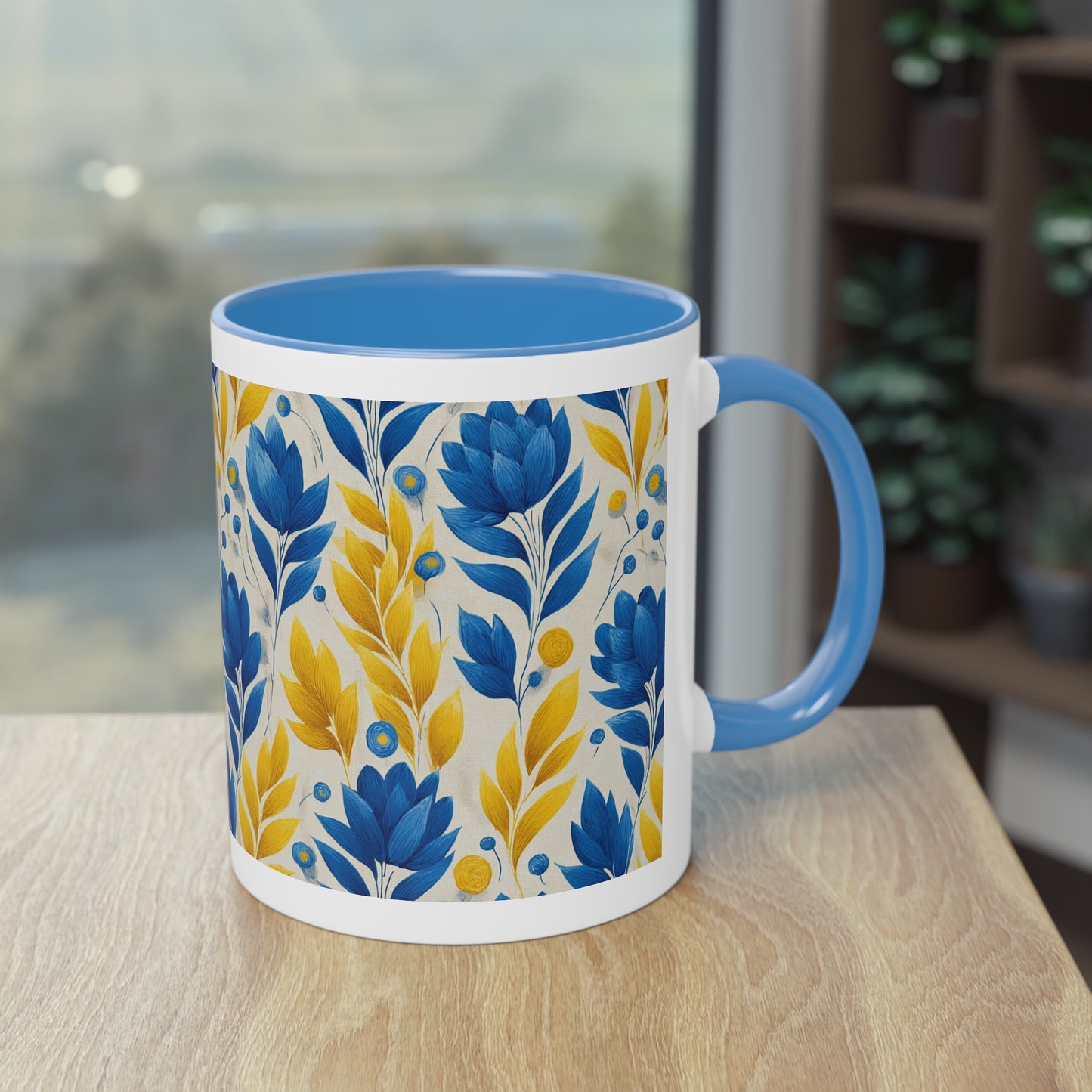 Floral Two-Tone Coffee Mug, Perfect for Home or Office, Gift for Coffee Lovers, Unique Kitchen Decor, Ideal for Birthdays, Mother's Day
