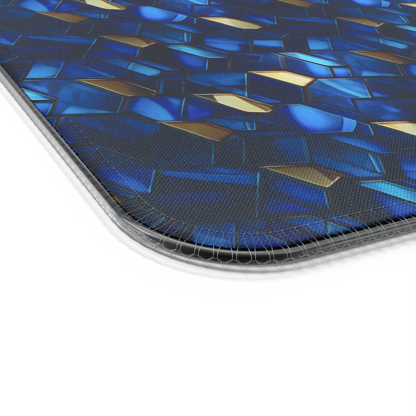 rgb gaming mouse pad with 15w qi charging – blue & gold geometric desk mat