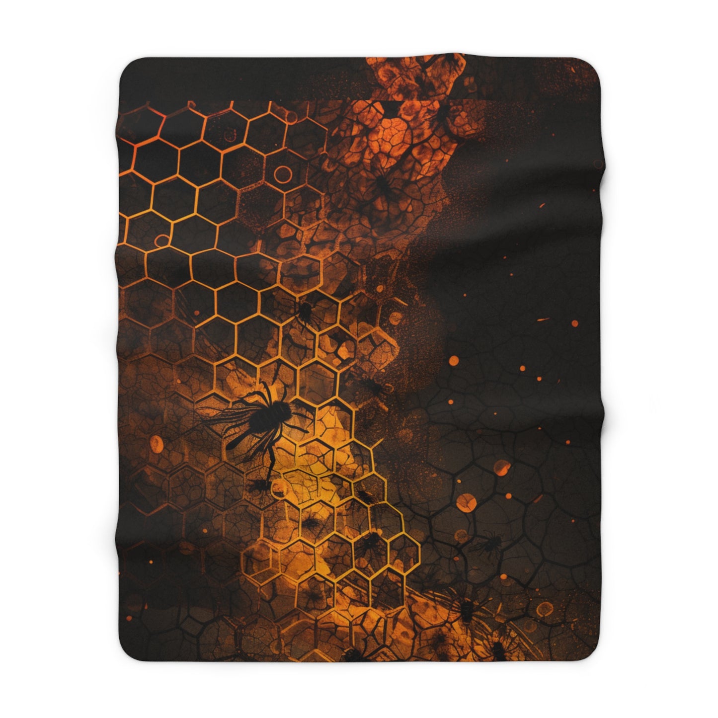 Boho Honeycomb Bee Sherpa Blanket | Cozy Fleece Throw for Couch | Unique Geometric Home Decor Gift