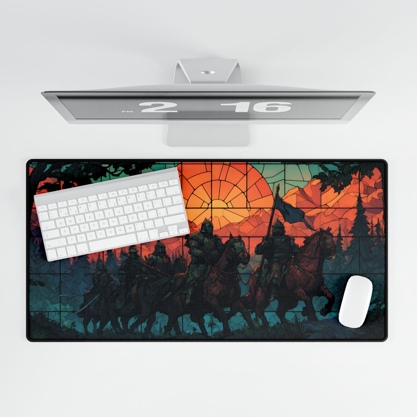 Viking Horsemen Sunset Desk Mat | Nordic Saga Landscape Mouse Pad