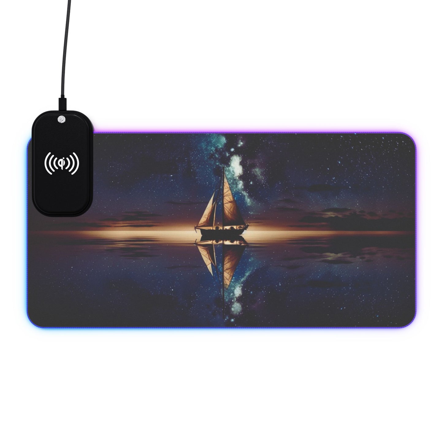 RGB Gaming Mouse Pad: Qi Wireless Charging, Starry Night Design