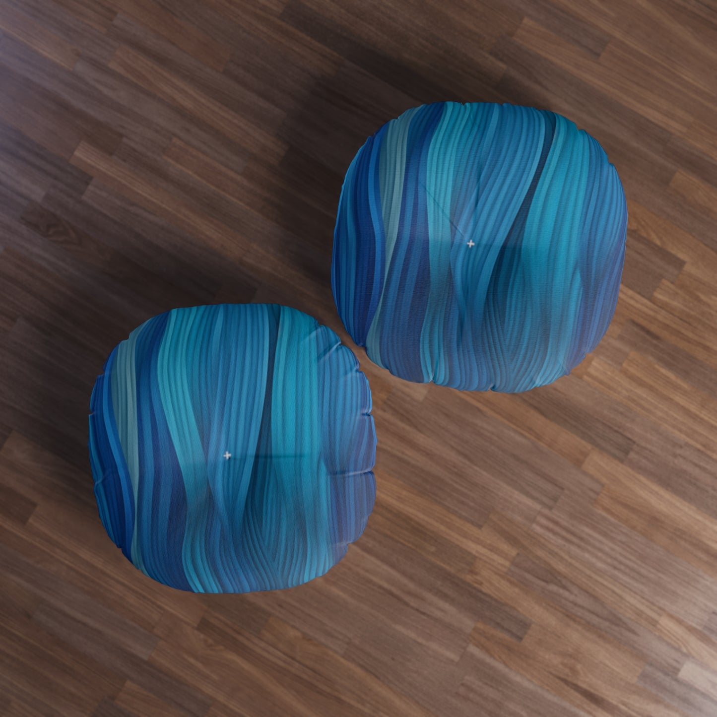 Round Tufted Floor Pillow, Blue Aurora Boho Cushion – Cozy Floor Seating & Meditation