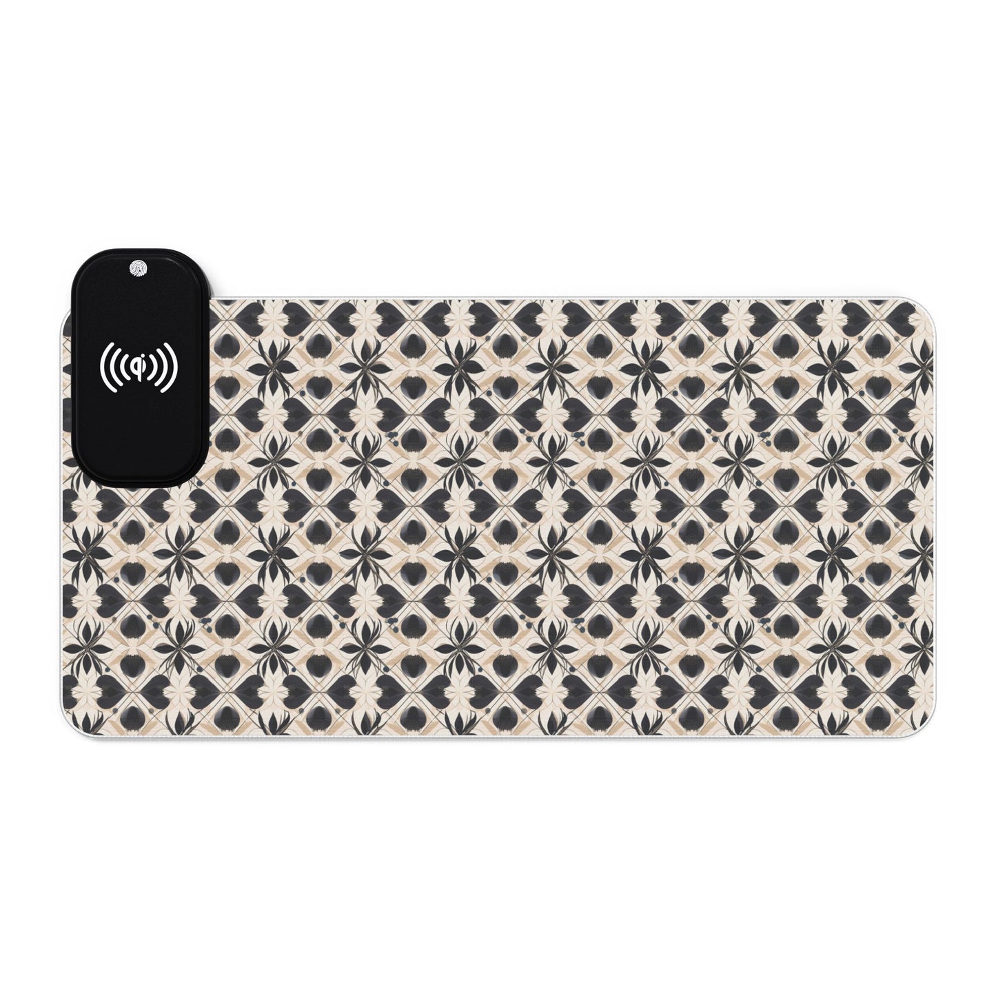 rgb gaming mouse pad with 15‑watt Qi wireless charging – usb‑c extended desk mat, geometric floral