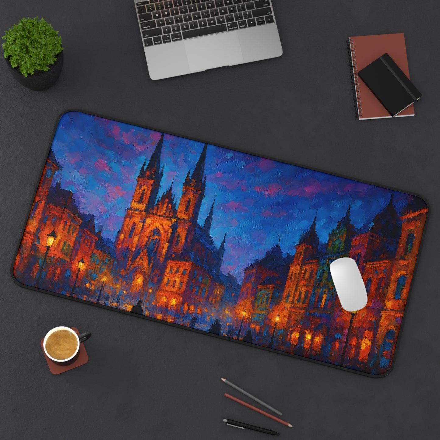Artistic Cityscape Desk Mat, Office Decor, Gaming Mat, Creative Workspace Accessories, Desk Accessories for Home & Office