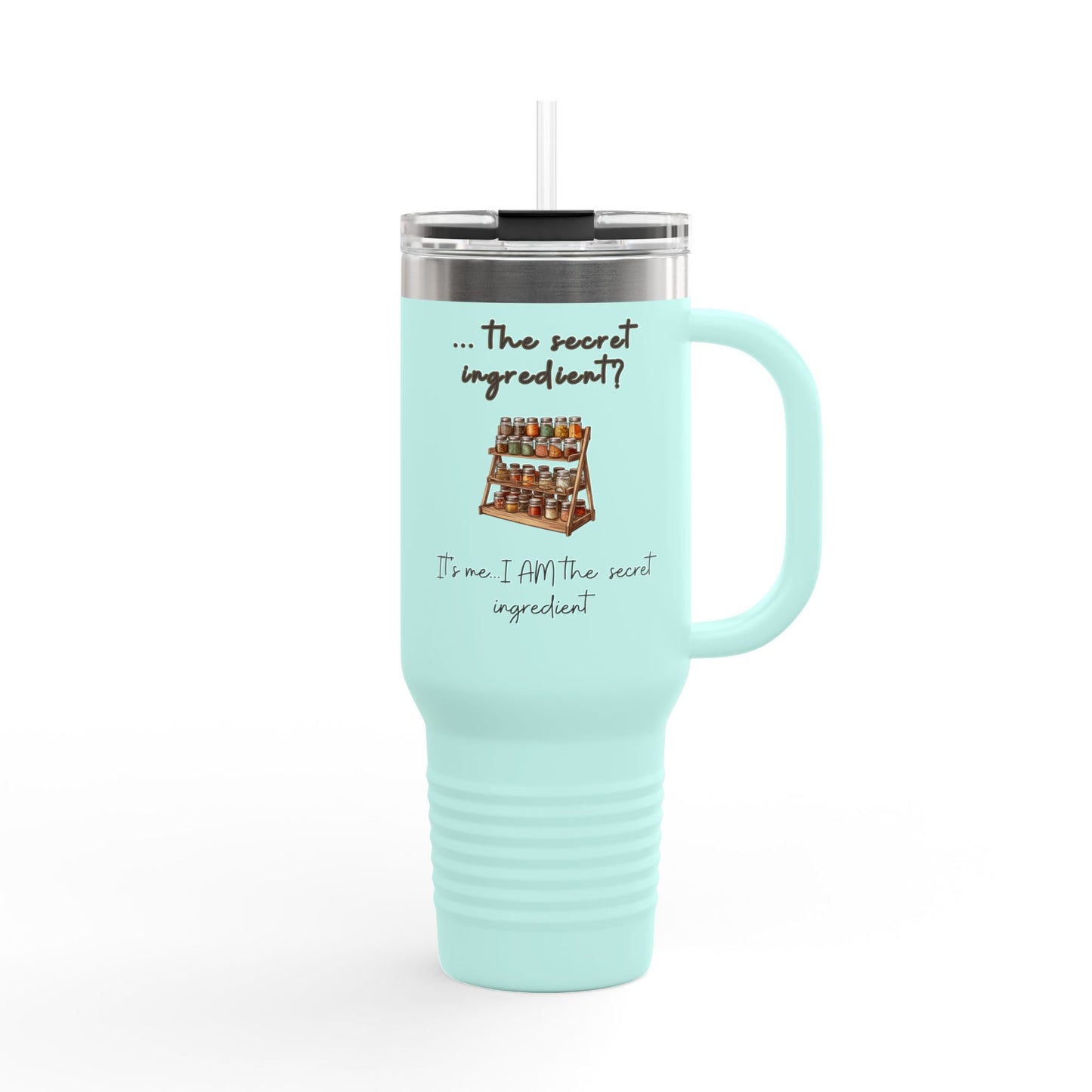 40oz Stainless Steel Insulated Travel Mug – Culinary Humor & Spice Rack Graphic Design