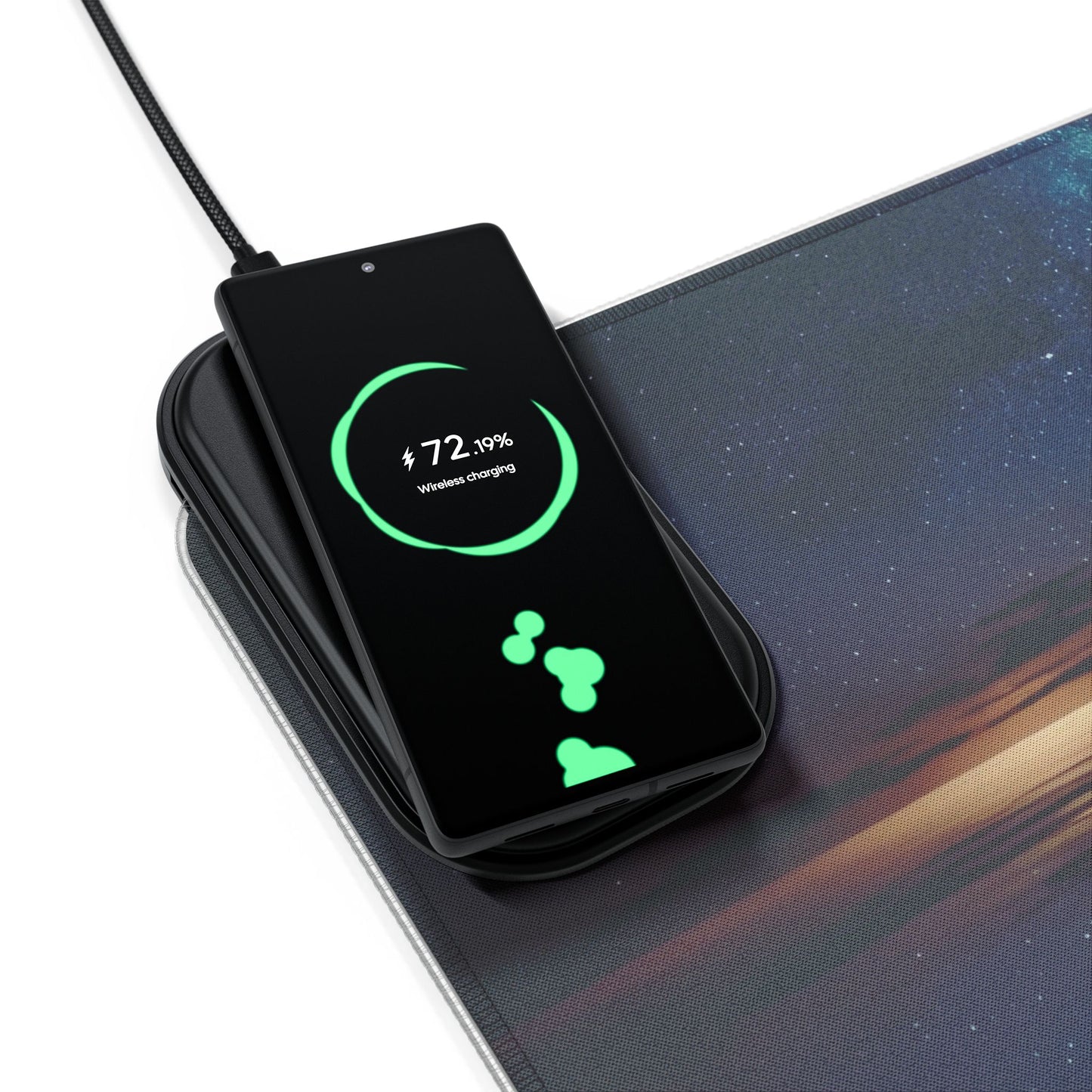 RGB Gaming Mouse Pad: Qi Wireless Charging, Starry Night Design