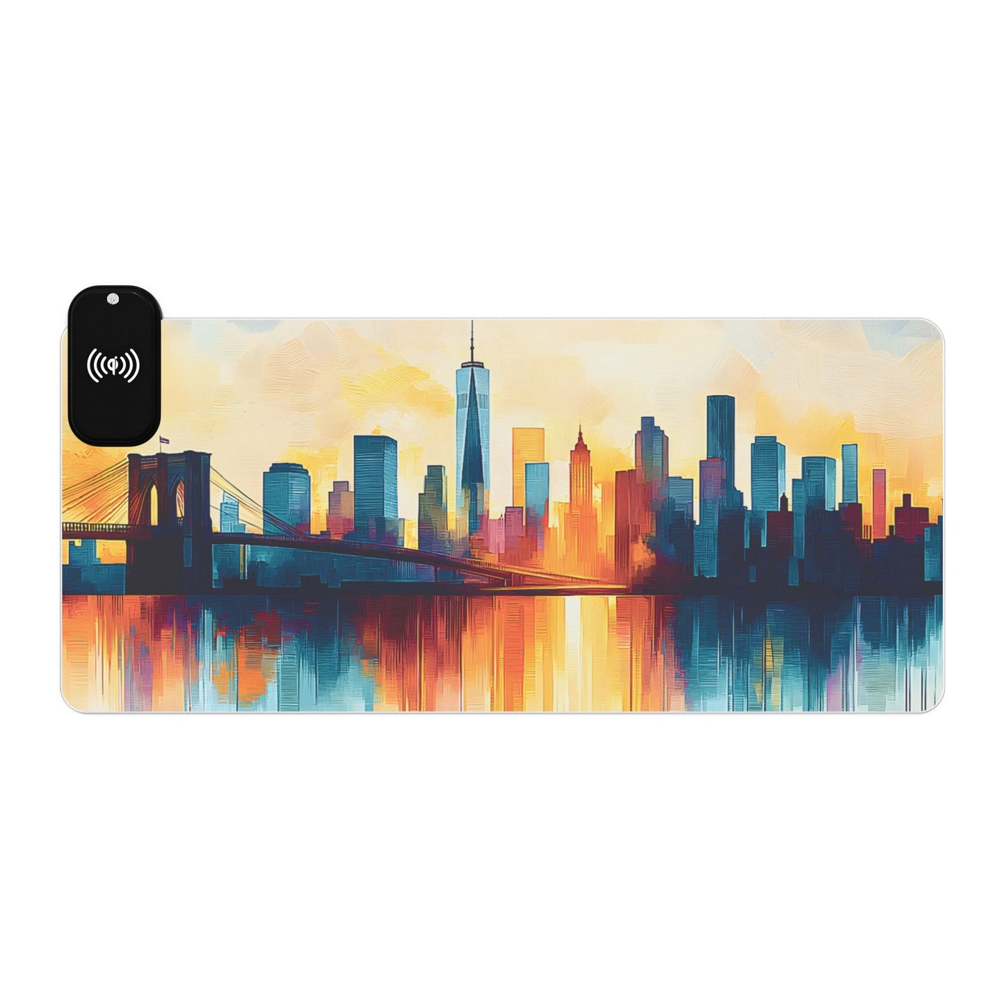 Cityscape rgb gaming mouse pad with Qi wireless charging, usb-c, 15w non-slip desk mat
