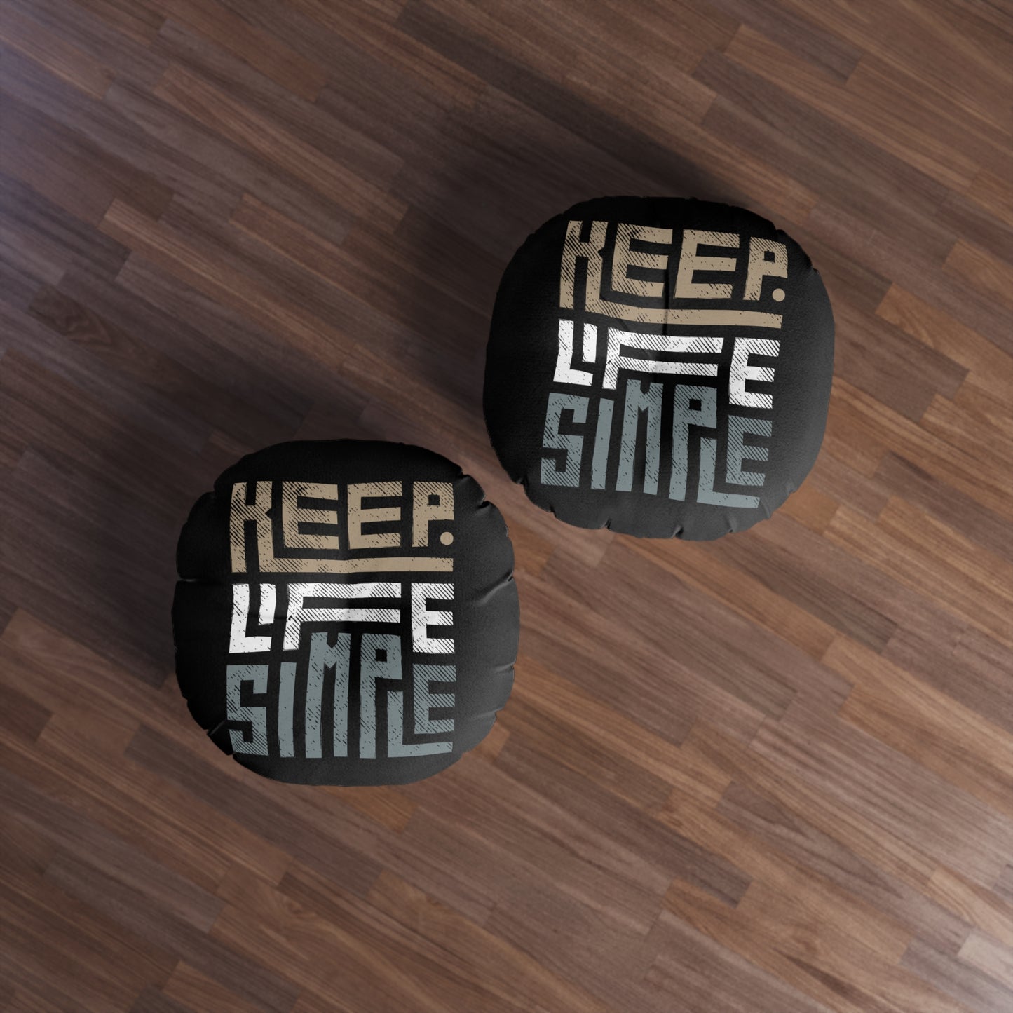 Round Tufted Floor Pillow - KEEP LIFE SIMPLE Black Cushion, Modern Minimalist Seating