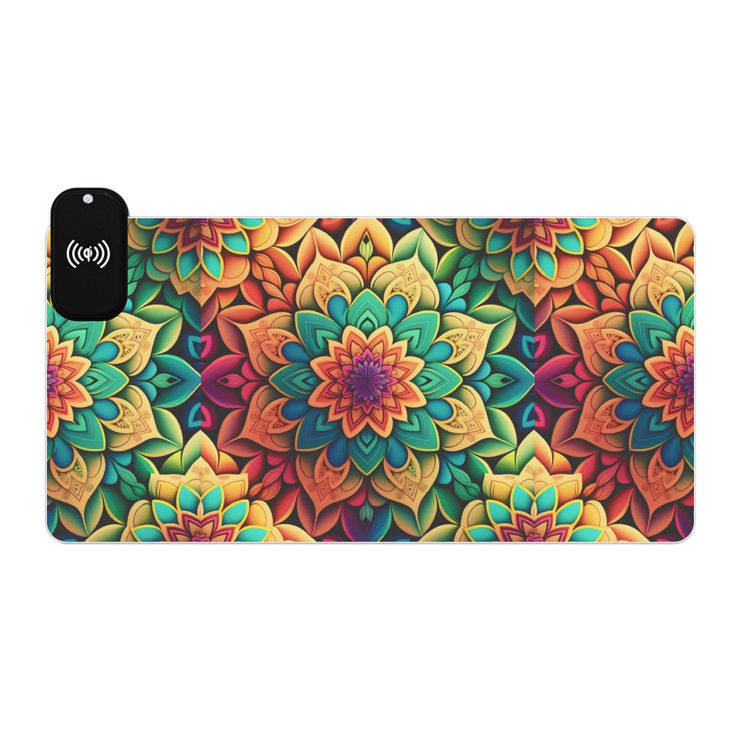 Mandala RGB Gaming Mouse Pad | Wireless Charging | Large Artistic Desk Mat