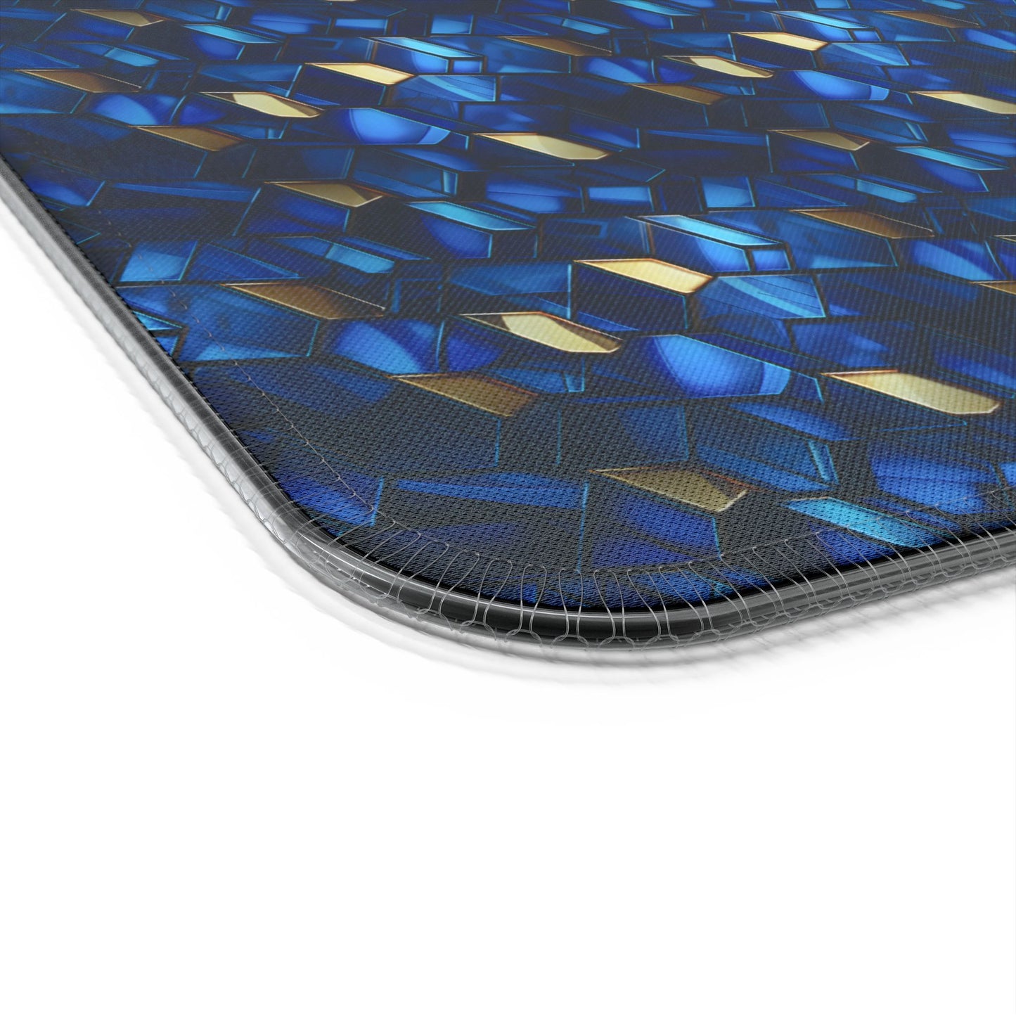 rgb gaming mouse pad with 15w qi charging – blue & gold geometric desk mat