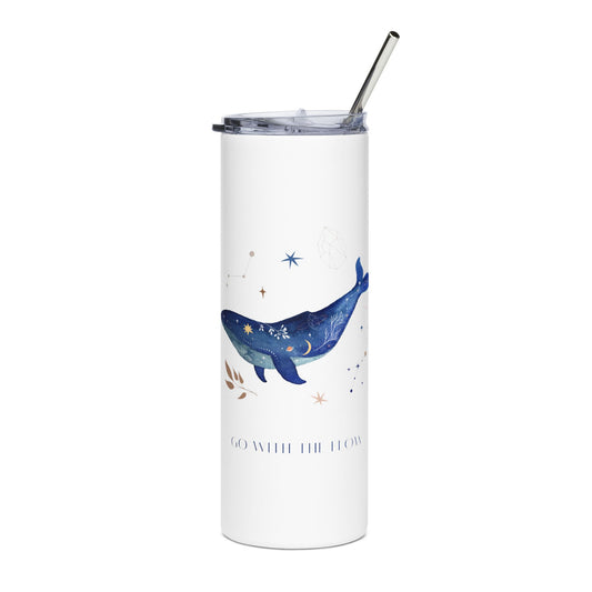 Celestial Whale 20 oz Stainless Steel Tumbler w/ Lid & Straw | Ocean Lover Gift
