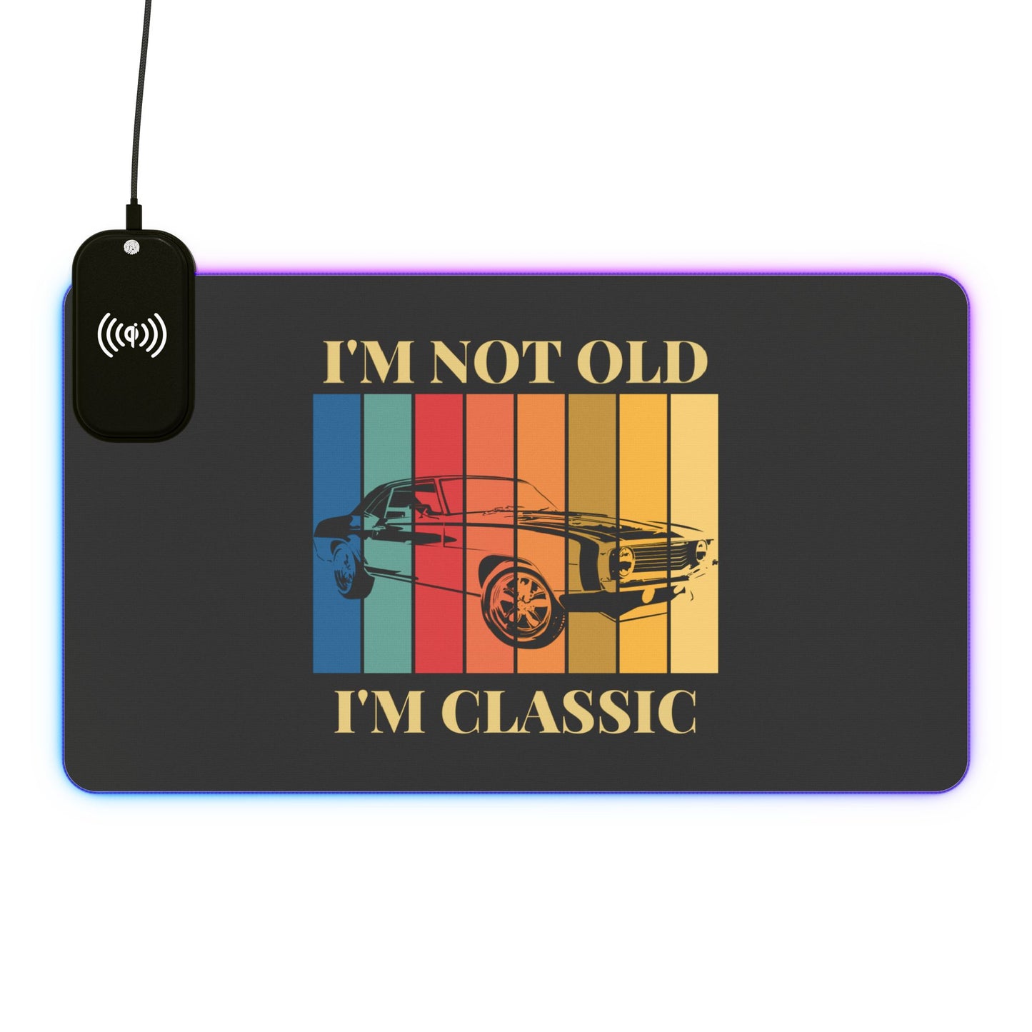 Vintage Car RGB Gaming Mouse Pad with Wireless Charging