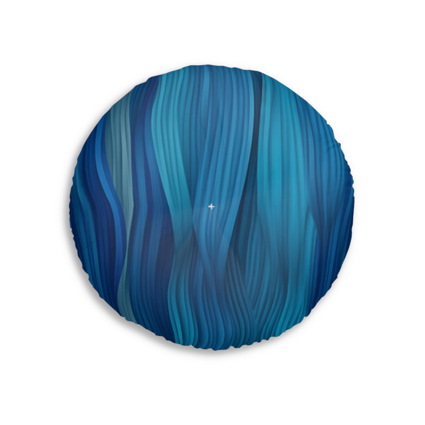 Round Tufted Floor Pillow, Blue Aurora Boho Cushion – Cozy Floor Seating & Meditation