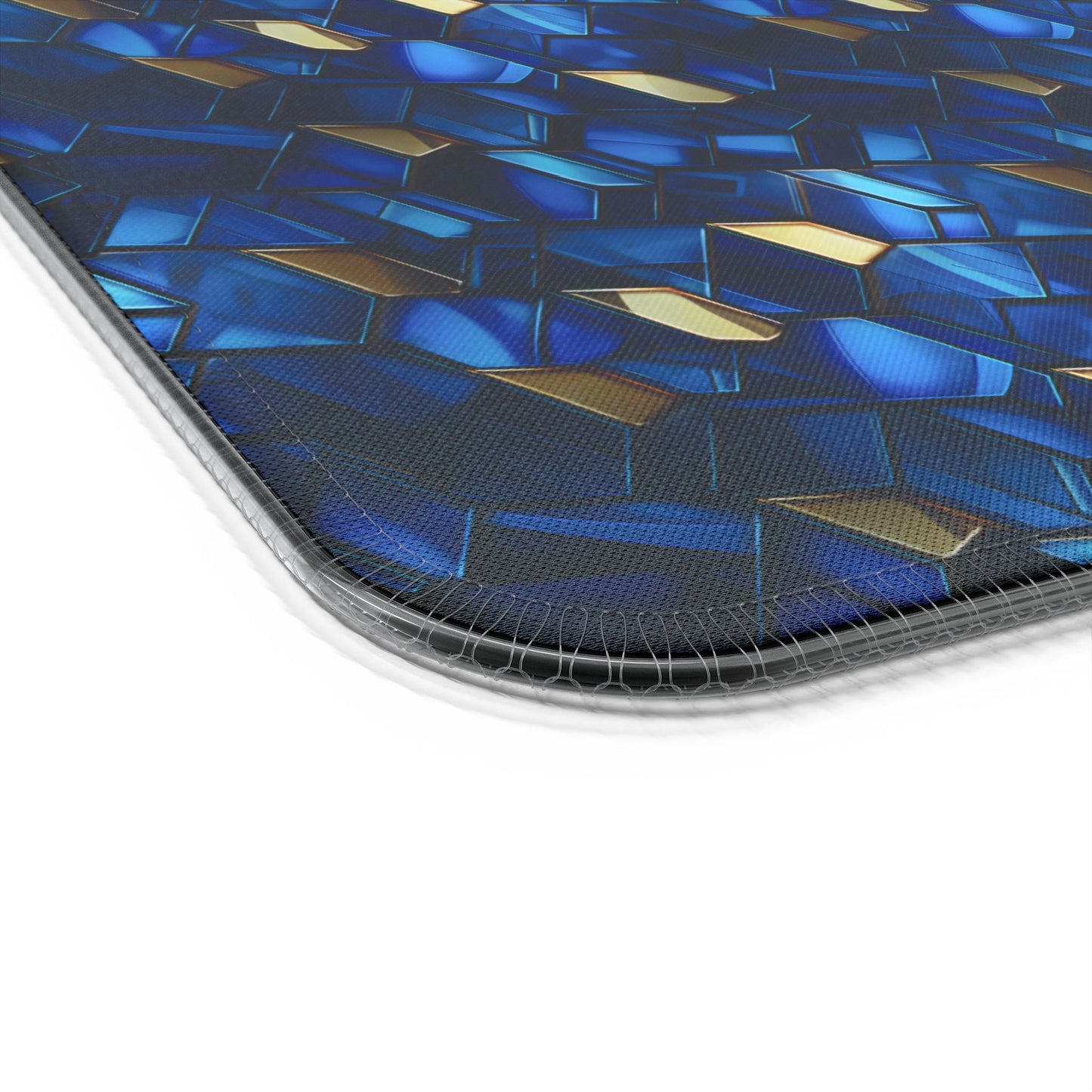 rgb gaming mouse pad with 15w qi charging – blue & gold geometric desk mat