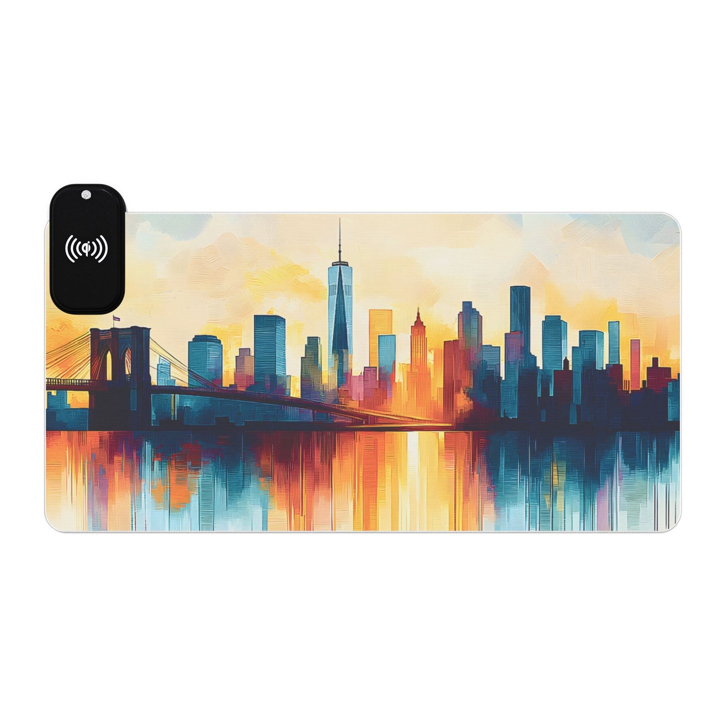 Cityscape rgb gaming mouse pad with Qi wireless charging, usb-c, 15w non-slip desk mat