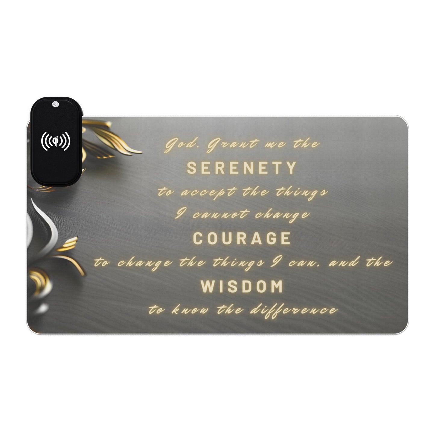 RGB Gaming Mouse Pad with Wireless Charging | Inspirational Serenity Quote XL Desk Mat