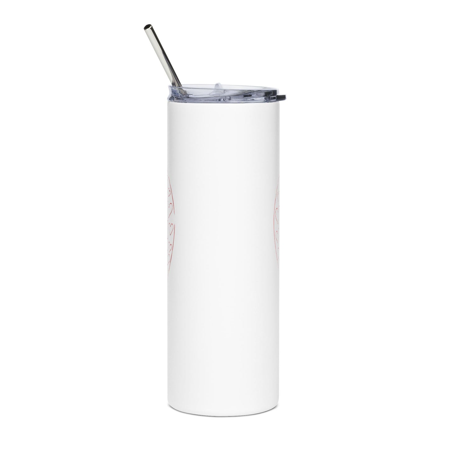 Peace Love Heart 20 oz Stainless Steel Travel Tumbler with Straw - Valentine Gift for Her