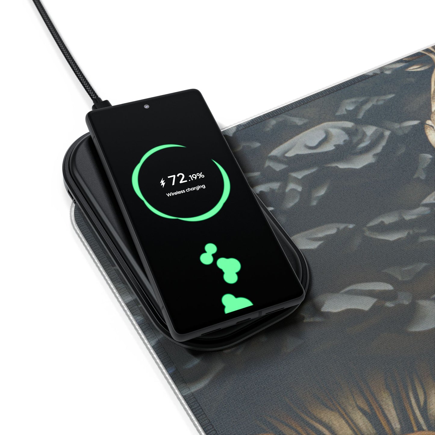 Lion Mandala RGB LED Gaming Mouse Pad with Wireless Charging