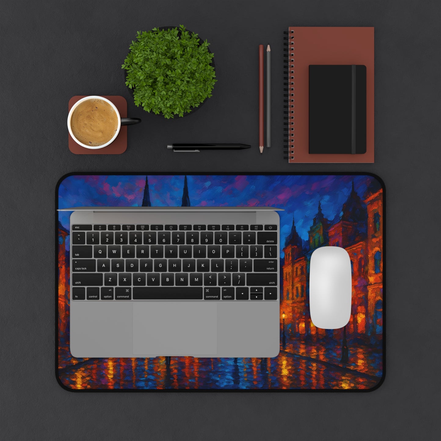 Artistic Cityscape Desk Mat, Office Decor, Gaming Mat, Creative Workspace Accessories, Desk Accessories for Home & Office