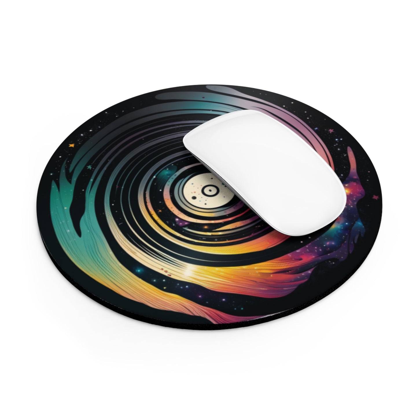 Artistic Galaxy Mouse Pad, Round Ergonomic Desk Mat, Vibrant Cosmic Office & Gaming Decor