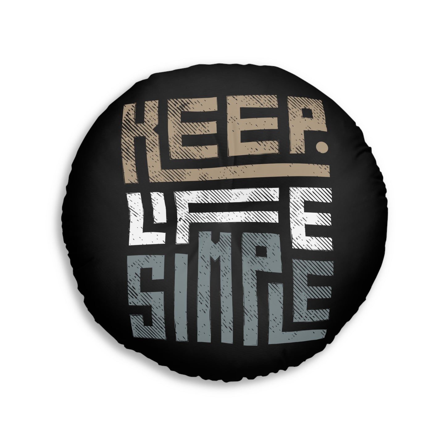 Round Tufted Floor Pillow - KEEP LIFE SIMPLE Black Cushion, Modern Minimalist Seating