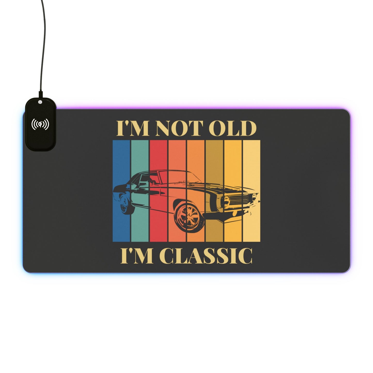 Vintage Car RGB Gaming Mouse Pad with Wireless Charging